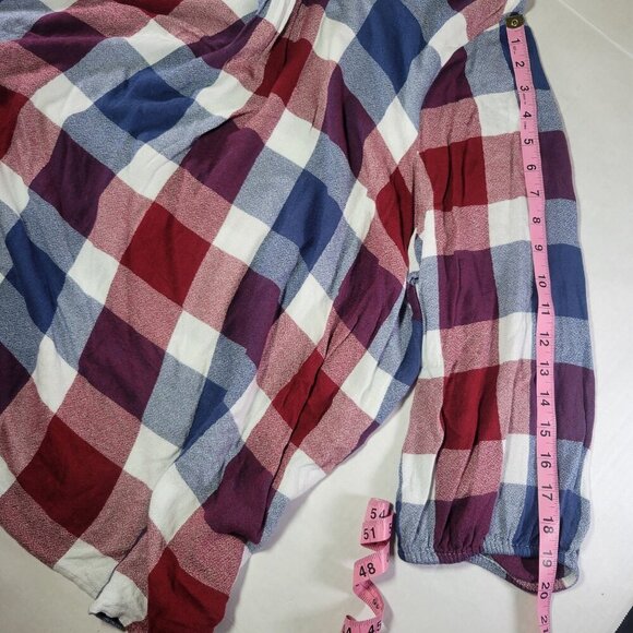 Lane Bryant Women Red/Blue/White  Plaid Rayon Long Sleeve Tunic Top Size 20 - Picture 6 of 8